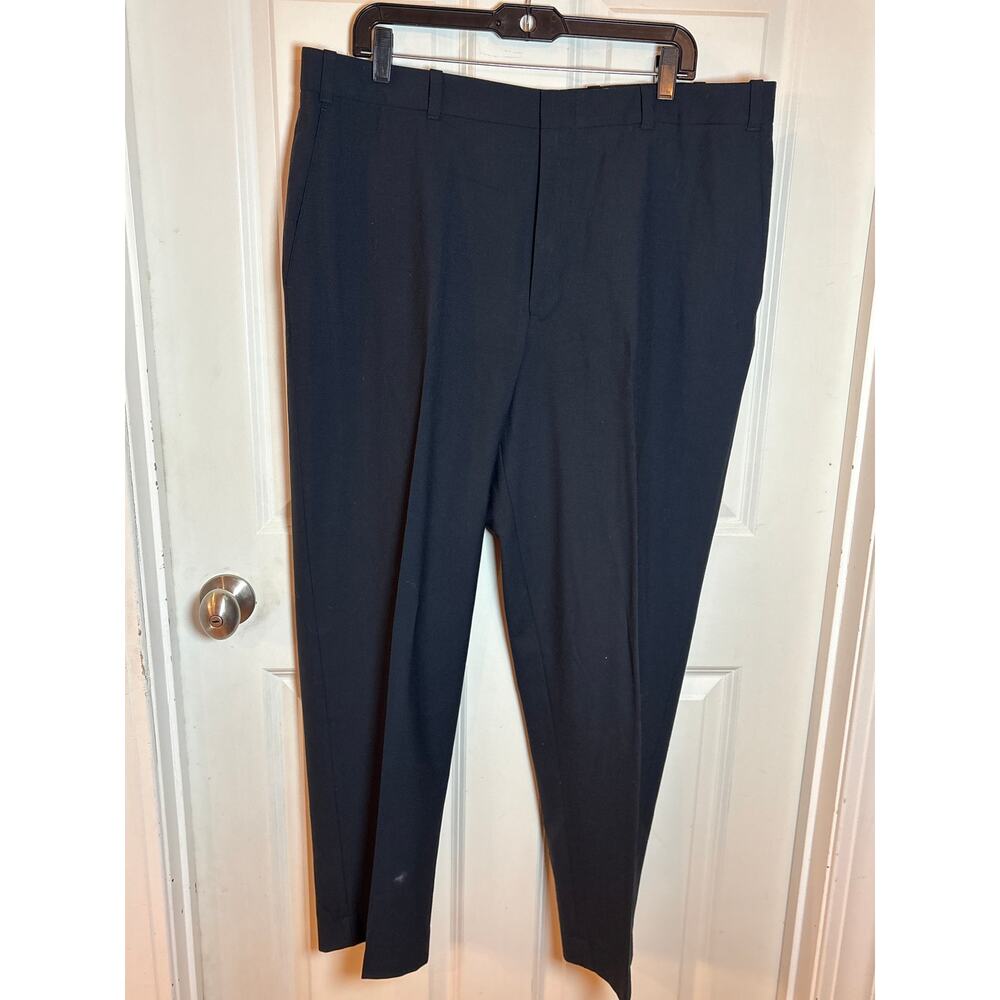 LL Bean Mens Navy 100% Wool Flat Front Pants Size 38x29.5